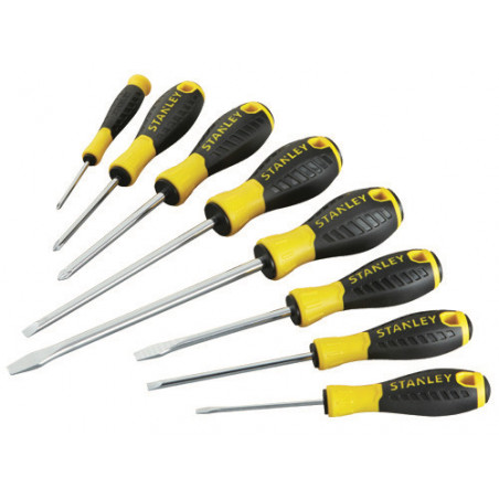 Set giraviti 8 pezzi punta piatta e a croce manico antiscivolo – Stanley