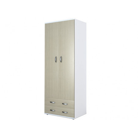 Armadio con cassetti bianco/olmo 80×52×182 cm 2 ante 2 cassetti – CTF