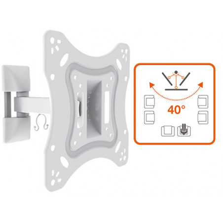 Mensola TV orientabile 28–42" bianca con braccio – METRONIC