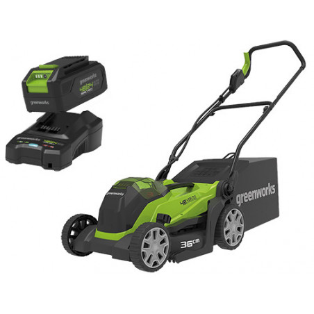 Tosaerba Greenworks G48LM36K2 Kit 48 V – doppia batteria 4 Ah – lama 36 cm – Greenworks