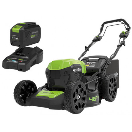 Tosaerba semovente 48 V 46 cm 3-in-1 con batteria 4 Ah – giardini 350 m² – Greenworks