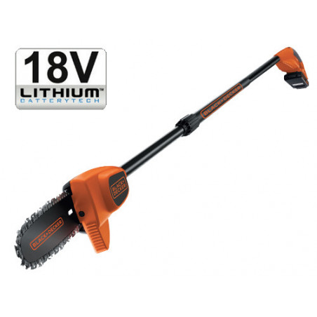 Sega potatrice 18 Volt Li-Ion con asta 2,5 m e barra 20 cm – potatura alta – Black & Decker