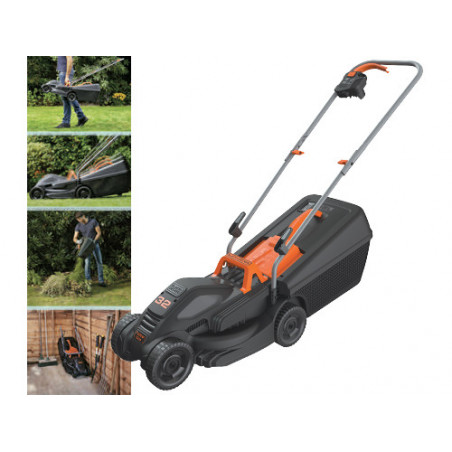Tosaerba elettrico 1000 W lama 32 cm con cesto 35 L e design compatto – Black & Decker