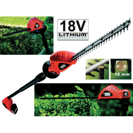 Tagliasiepi cordless 18 V lama 43 cm orientabile – GTC 1843 L20 compatto – Black & Decker