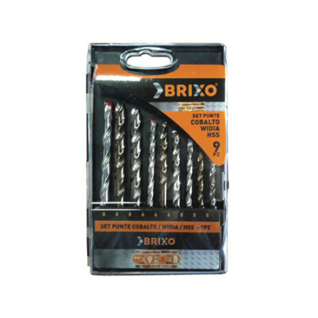 Set punte per trapano HSS-Widia-Cobalto 9 pz per materiali duri – Brixo