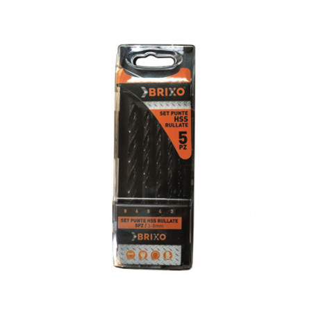 Set punte HSS rullate 3 – 8 mm 5 pz per metalli – Brixo