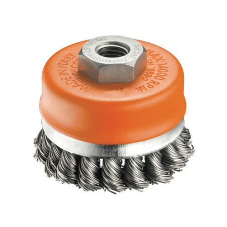 Spazzola a tazza 70 mm – Fili ritorti M14 per smerigliatrice – Brizo