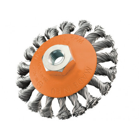Spazzola conica 95 mm ritorti – Brixo per accessi angolari – Attacco M14
