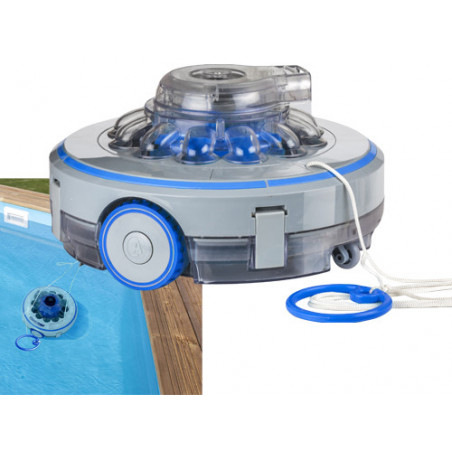 Robot pulitore piscina fuori terra a batteria con spazzola rotante e autonomia 60 minuti, fondo piatto fino 35 m² - Gre