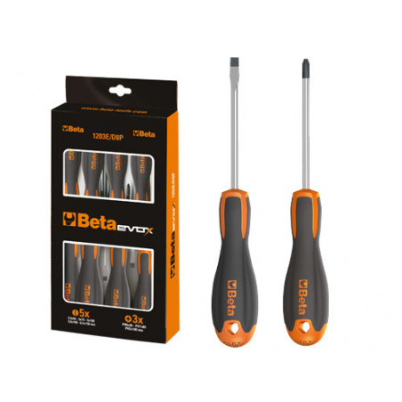 Set 8 giraviti Beta Evox 1203E/D8P – piatti e Phillips lame miste 2,5–6,5 × 50–150 mm – Beta