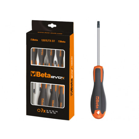 Set 7 giraviti Beta Evox 1207E/TX-D7 – Torx con fori T10–T40 – Beta