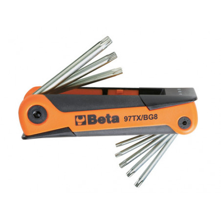 Set 8 chiavi Torx Beta Action 97TX/BG8 – T9–T40 piegate con supporto – Beta