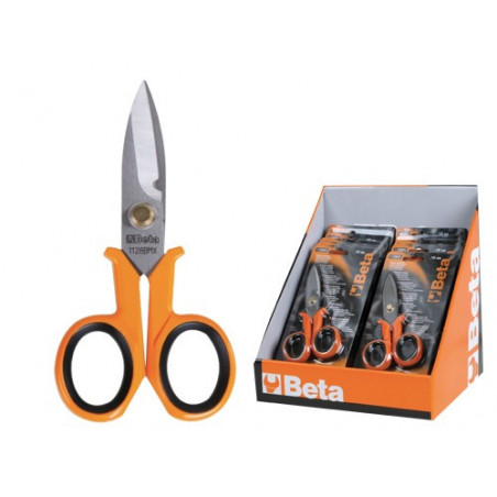 Forbici per elettricisti in acciaio inox 147 mm con gola tagliafilo – Beta