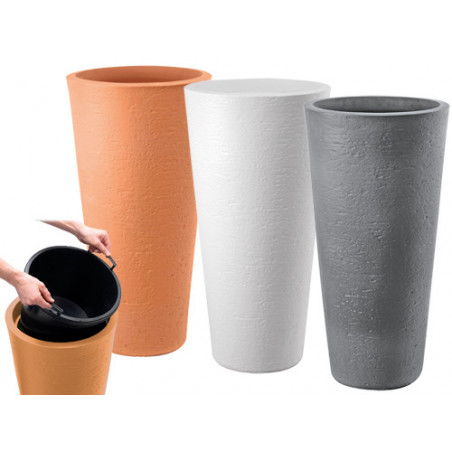 Vaso tondo 40×78 in resina Tirso Plus terracotta da esterno – Dimartino