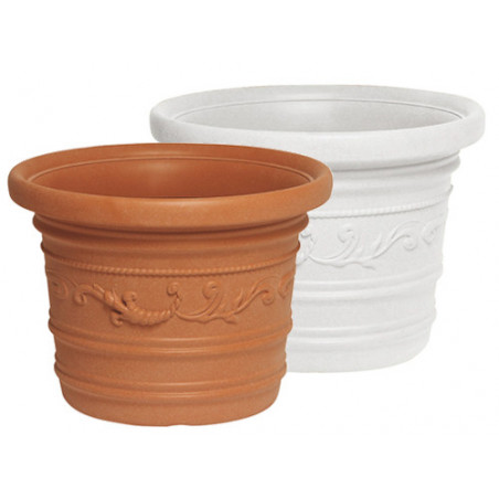 Vaso tondo 60×45 in resina Prestige bianco da esterno – Nuova Plastica Adriatica