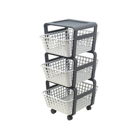 Carrello cucina 29×41×75 in plastica Modula con 3 vaschette e ruote – Ecoplast