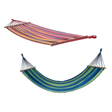 Amaca cotone Sogni d’Oro 200×100 cm con bastoni in legno 80 cm – outdoor