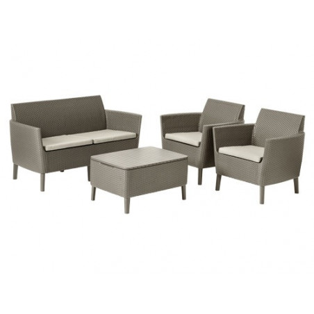 Salottino giardino – Set rattan Salemo Keter cappuccino 2 posti + 2 poltrone + tavolo 76×56×42 cm