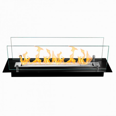 Bruciatore Bioetanolo da Incasso 65 cm con Vetri – Acciaio Inox, 0,7 L, per Camini – Divina Fire