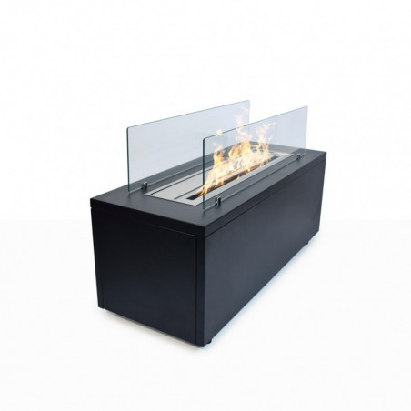 Camino a Bioetanolo Caravaggio Nero 100X40X40 cm per Interni ed Esterni – Design Lineare