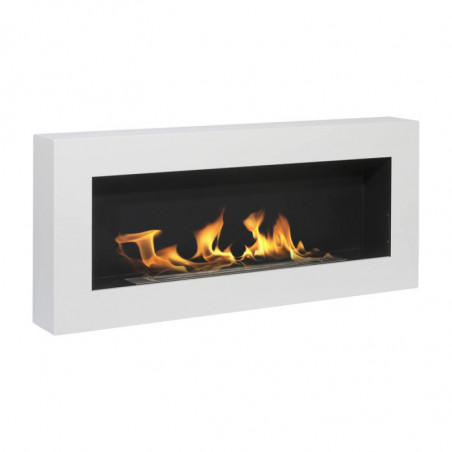 Camino a Bioetanolo Siena Bianco 90X12X40 cm da Parete – Design Moderno ed Ecologico