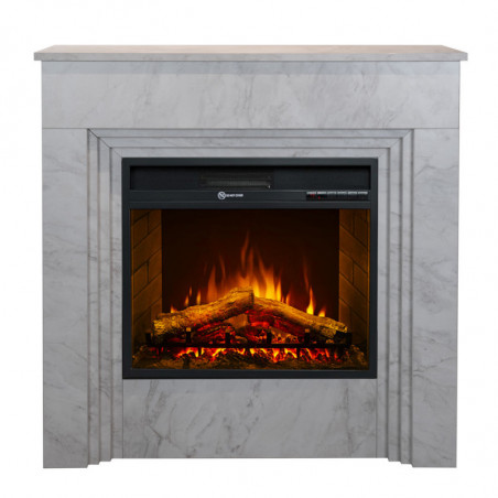 Camino Elettrico Bellini Effetto Marmo Bianco – L96×P35×H96
