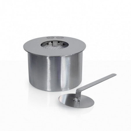 Bruciatore Tondo Bioetanolo Inox 2 L diam.18 cm con Lana di Roccia – Divina Fire