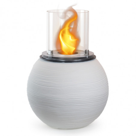 Camino a Bioetanolo da Pavimento Botticelli Bianco Perla diam.40×H54 per Interno/Esterno – Divina Fire