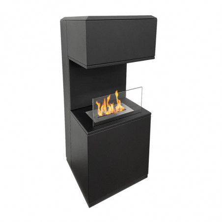 Camino a Bioetanolo Oslo Nero H100 Moderno da Interno/Esterno – con Vetro e Bruciatore Tuv