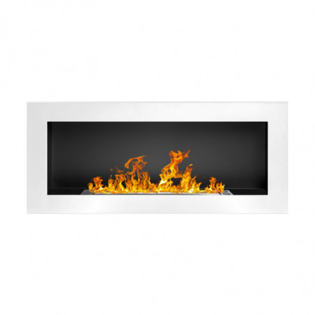 Camino a Bioetanolo Lucca Bianco 90X12X40 cm da Parete o Incasso – Moderno ed Ecologico