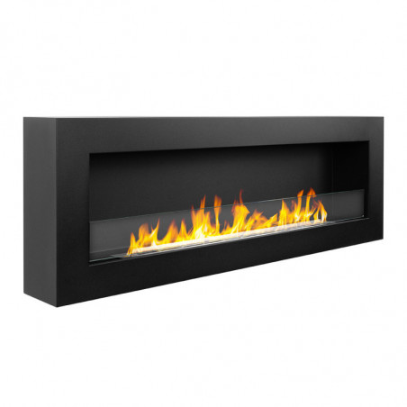 Camino a Bioetanolo Siena 120 Nero 120X15X41 cm da Parete – Elegante e Potente