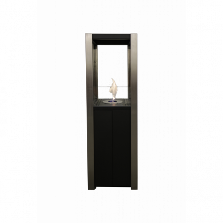 Biocamino pavimento Nevada Nero 1,5 kW – vetro frontale, altezza 120 cm, potenza decorativa – Tecno Air System
