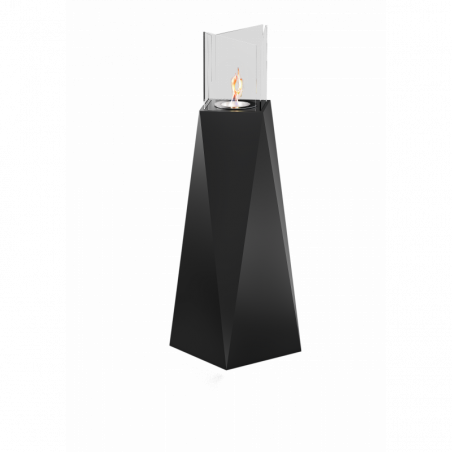Biocamino da pavimento Nairobi Nero 1,5 kW – altezza 120 cm, struttura acciaio nero, vetri protettivi – Tecno Air System