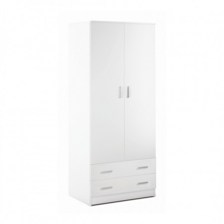 Armadio 2 Ante 2 Cassetti 77L x 52P x h182 – Finitura Bianco Liscio – Sarmog