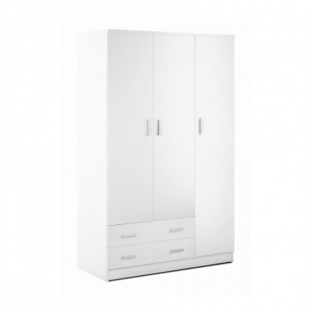 Armadio 3 Ante 2 Cassetti 115L x 52P x h182 – Finitura Bianco Liscio – Sarmog