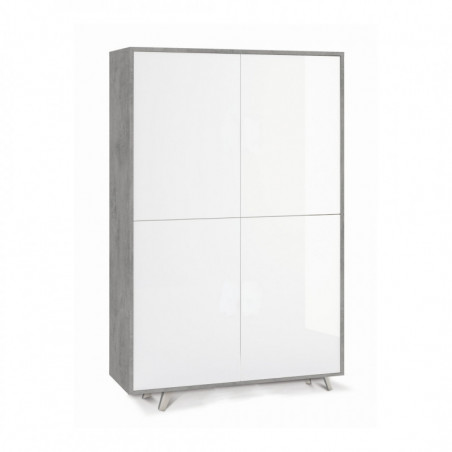 Mobile 4 Ante 108L x 41P x h161 – Finitura Cemento e Bianco Lucido – Sarmog