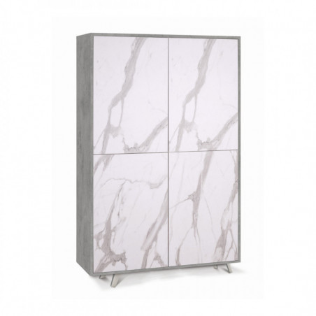 Mobile 4 Ante 108L x 41P x h161 – Finitura Cemento e Marmo Calacatta – Sarmog