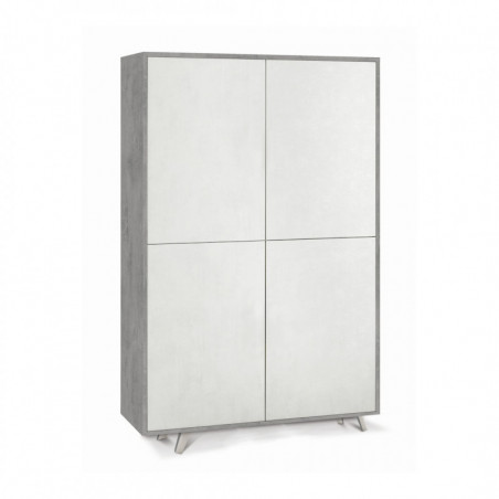 Mobile 4 Ante 108L x 41P x h161 – Finitura Cemento e Bianco Opaco – Sarmog