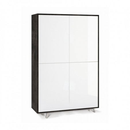 Mobile 4 Ante 108L x 41P x h161 – Finitura Nero Opaco e Bianco Lucido – Sarmog