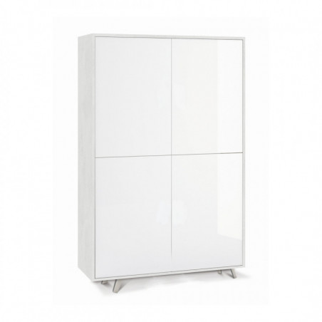 Mobile 4 Ante 108L x 41P x h161 – Finitura Bianco Opaco e Bianco Lucido – Sarmog