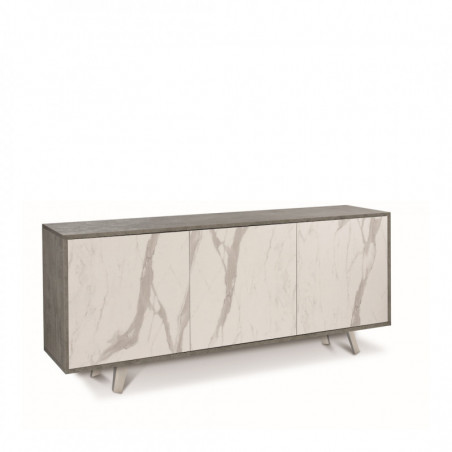 Mobile 3 Ante 177L x 41P x h74 – Finitura Cemento e Marmo Calacatta – Sarmog