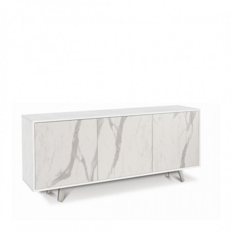 Mobile 3 Ante 177L x 41P x h74 – Finitura Bianco Opaco e Marmo Calacatta – Sarmog