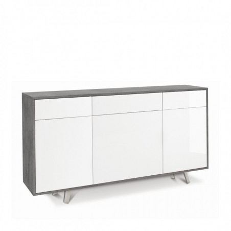 Mobile 3 Ante 3 Cassetti 164L x 41P x h92 – Finitura Cemento E Bianco Lucido – Sarmog
