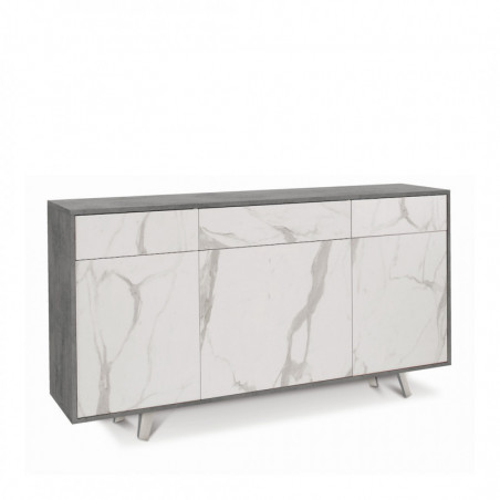 Mobile 3 Ante 3 Cassetti 164L x 41P x h92 – Finitura Cemento e Marmo Calacatta – Sarmog