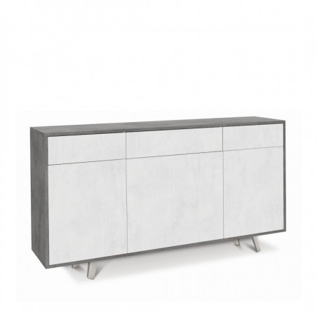 Mobile 3 Ante 3 Cassetti 164L x 41P x h92 – Finitura Cemento e Bianco Opaco – Sarmog