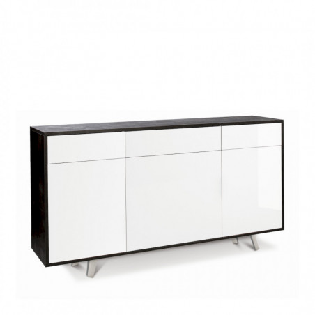 Mobile 3 Ante 3 Cassetti 164L x 41P x h92 – Finitura Nero Opaco e Bianco Lucido – Sarmog