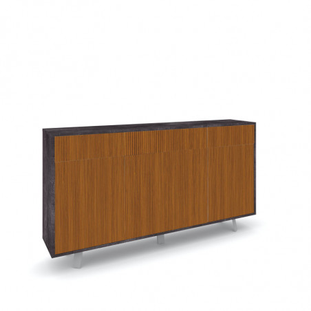Mobile 3 Ante 3 Cassetti 164L x 41P x h92 – Finitura Nero Opaco e Legno Rovere Dogato – Sarmog