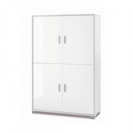 Mobile 4 Ante 108L x 41P x h161 – Finitura Bianco Fiammato e Bianco Lucido – Sarmog