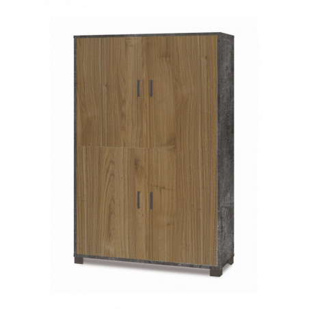 Mobile 4 Ante 108L x 41P x h161 – Finitura Nero Opaco e Legno Noce Stelvio – Sarmog