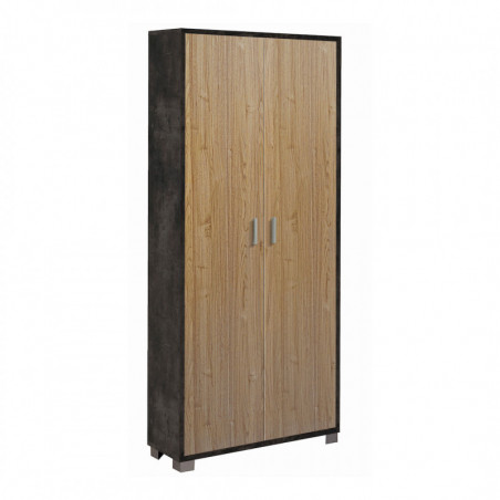 Mobile 2 Ante 83L x 29P x h190 – Finitura Nero Opaco e Legno Noce Stelvio – Sarmog